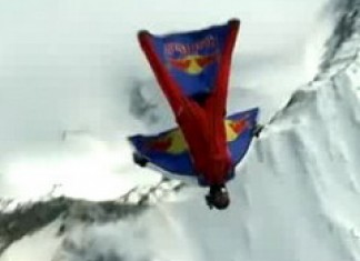 Death-defying sky dive into volcano